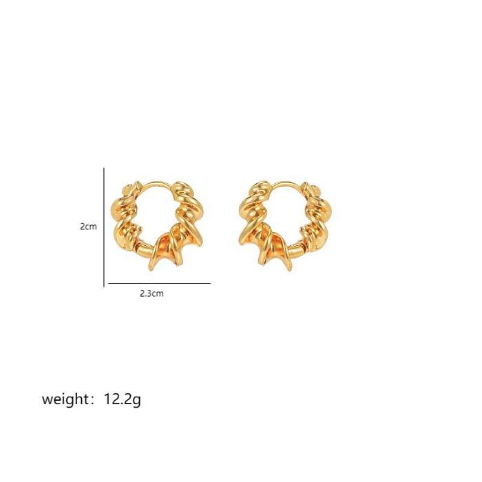 1 Pair Simple Style Round Asymmetrical Plating Copper 18K Gold Plated Earrings