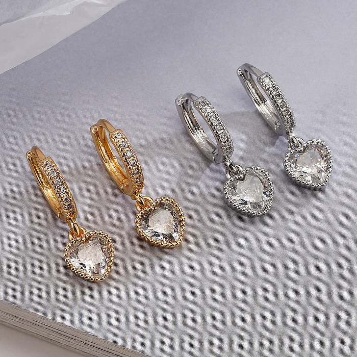 1 Pair Simple Style Shiny Heart Shape Plating Inlay Copper Zircon 18K Gold Plated Drop Earrings