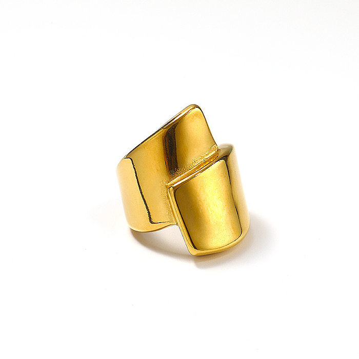 Anéis largos de chapeamento irregular de aço titânio de cor sólida estilo simples 1 peça