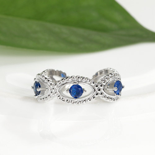 Simple Style Devil'S Eye Copper Plating Inlay Artificial Gemstones Open Ring