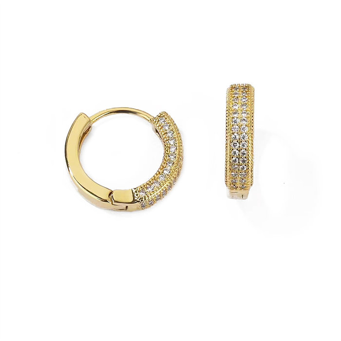 Modische, runde, quadratische, ovale Kupfer-Inlay-Ohrringe mit künstlichen Edelsteinen, 1 Paar