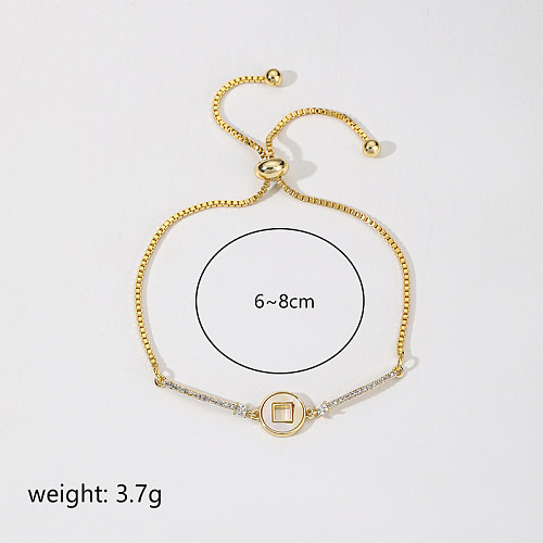 Simple Style Round Copper Plating Inlay Zircon 18K Gold Plated Silver Plated Bracelets