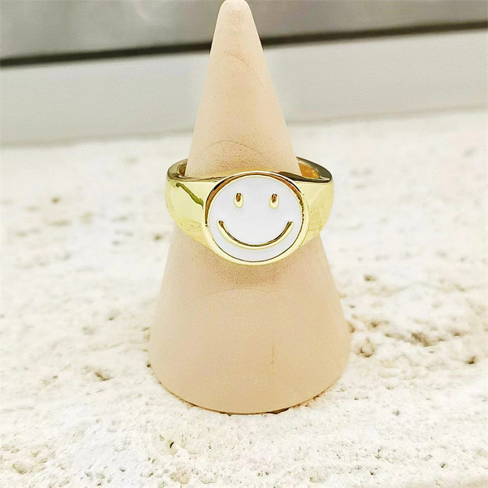 Simple Style Smiley Face Copper Plating Rings