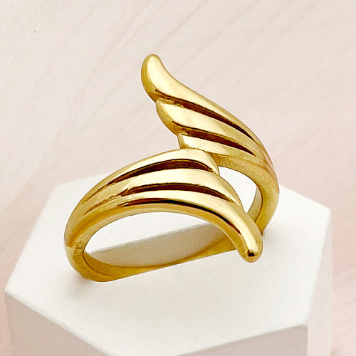 Anéis banhados a ouro com revestimento de aço inoxidável clássico estilo vintage