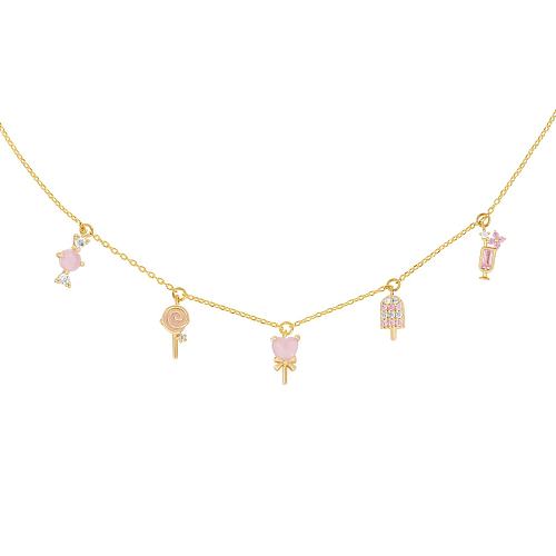 18K Fashion Color Zirconium Lollipop Copper Necklace Wholesale jewelry
