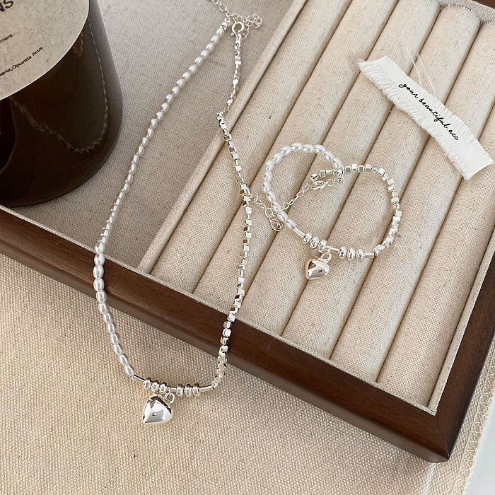 Herzförmige Kupfer-Armband-Halskette im klassischen Stil