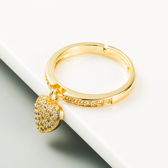 Anel de amor de zircão micro incrustado banhado a ouro 18K da moda