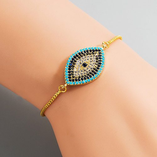 Nova moda criativa olho do diabo pulseira feminina cobre micro-conjunto zircão pulseira jóias atacado