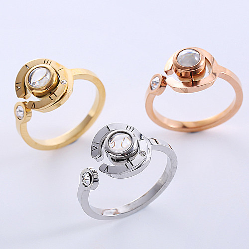 Elegant Luxurious Solid Color Stainless Steel Plating Zircon 18K Gold Plated Rose Gold Plated Rings