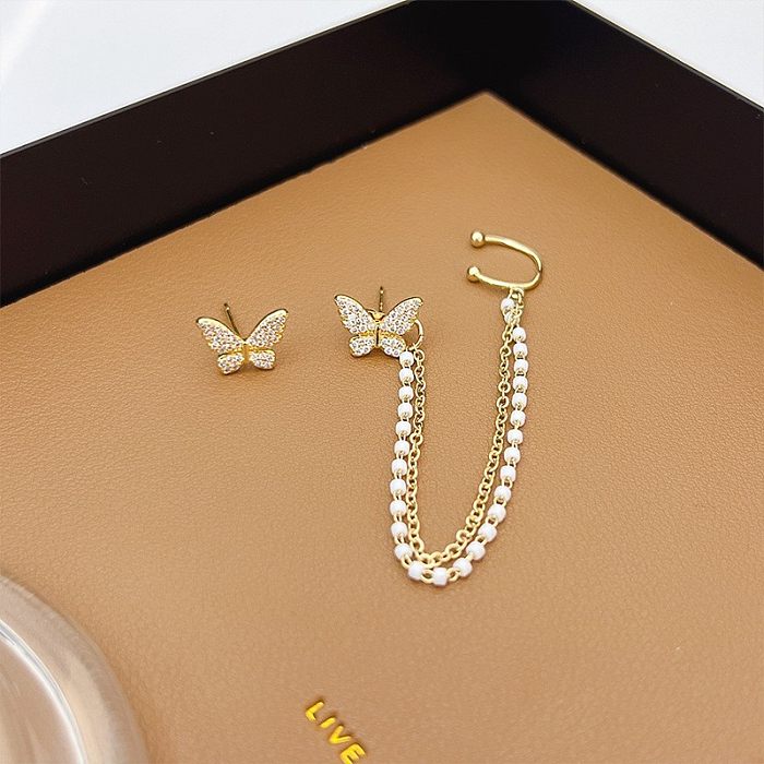 Fashion Bow Knot Copper Inlay Zircon Ear Clips