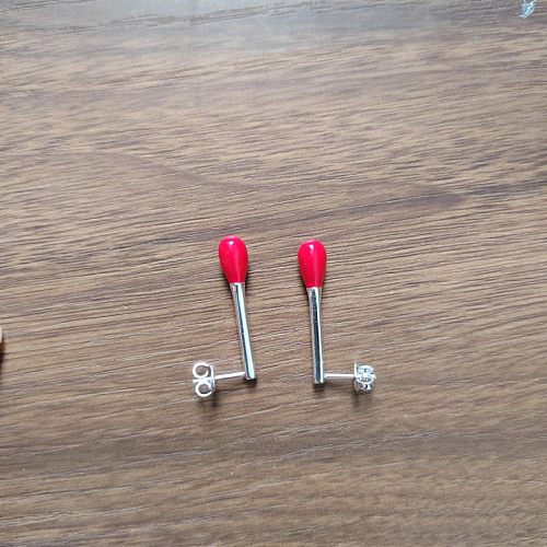 1 Pair Commute Color Block Plating Copper Silver Plated Ear Studs
