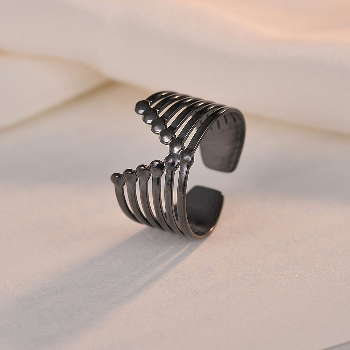 Simple Style Geometric Titanium Steel Plating Hollow Out Open Ring