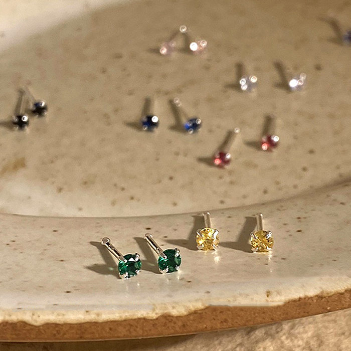 1 Pair Simple Style Butterfly Inlay Copper Zircon Ear Studs