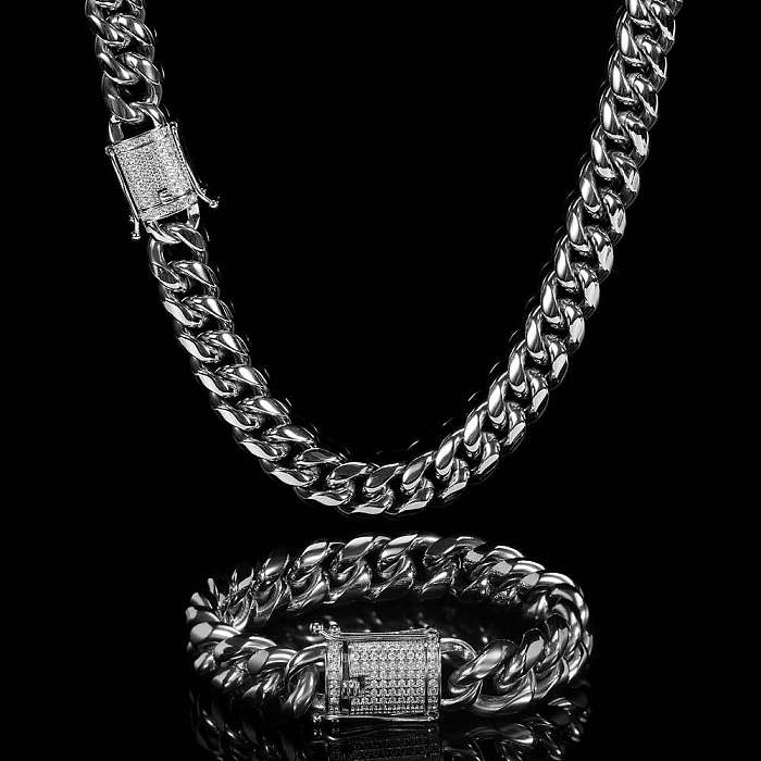 Mode Géométrique Plaqué Acier Inoxydable Bracelets Collier 1 Pièce