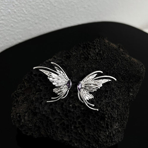 1 Pair Casual Cool Style Butterfly Plating Inlay Copper Zircon Ear Studs