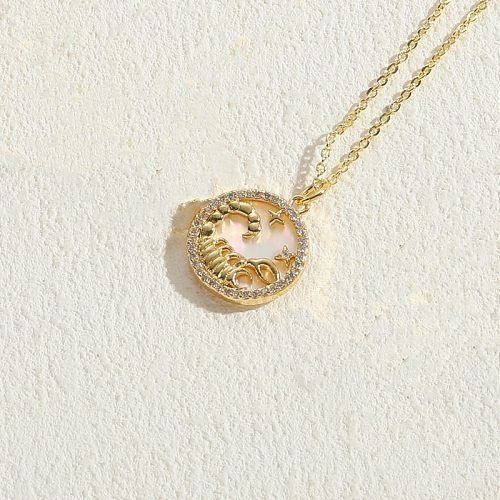 Elegant Classic Style Constellation Copper Plating Inlay Zircon 14K Gold Plated Necklace