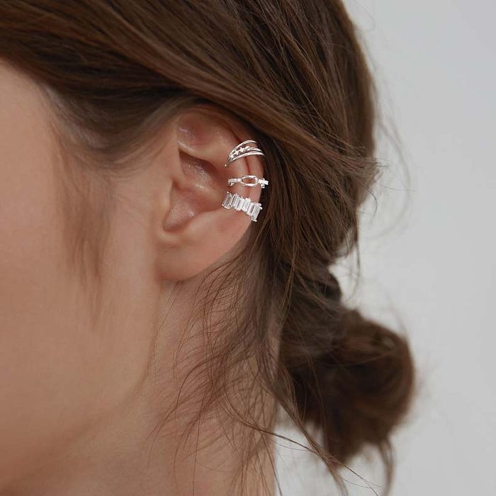 Clips d'oreille en Zircon avec incrustation de cuivre géométrique à la mode, 1 pièce