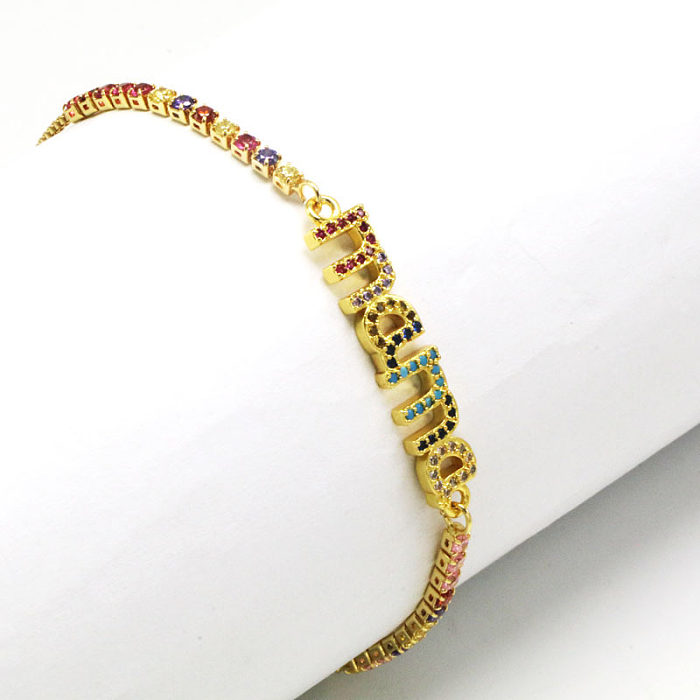 Streetwear Letter Copper Plating Inlay Zircon Bracelets