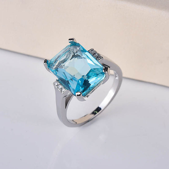 Anéis de pedras preciosas artificiais de diamante de cobre geométrico da moda
