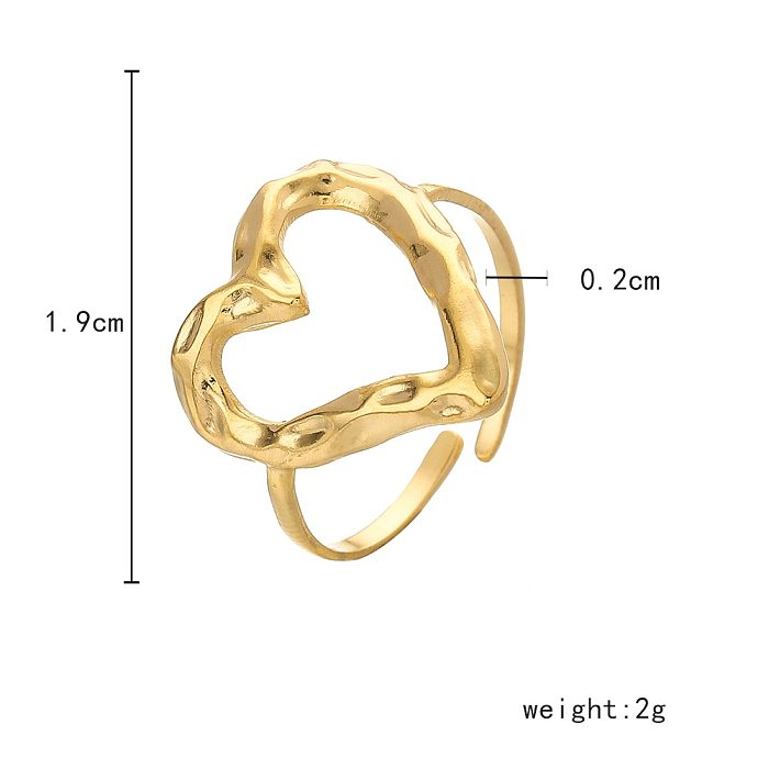 Fashion Heart Shape Stainless Steel Plating Hollow Out Open Ring 1 Piece