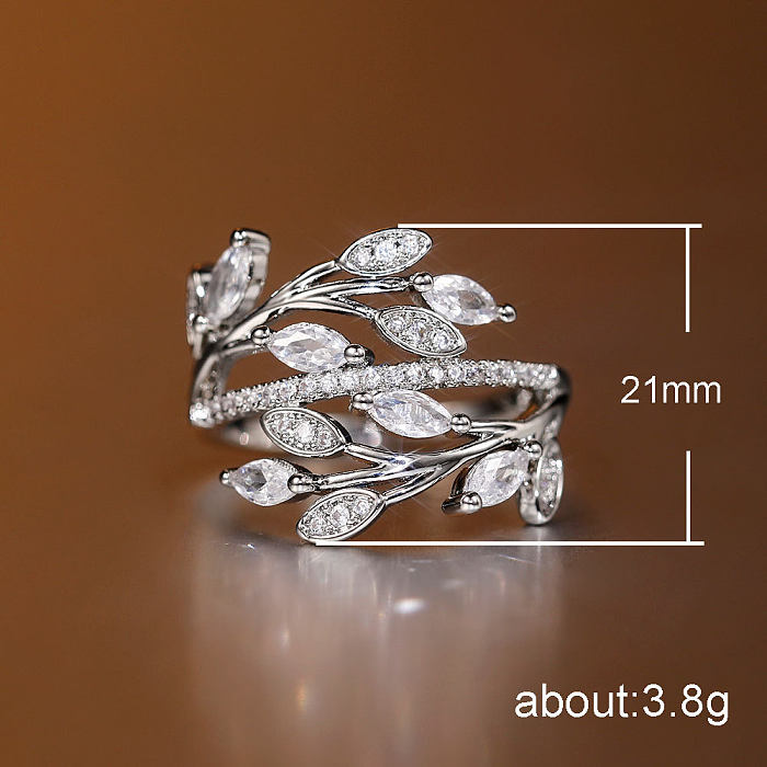 1 Piece Simple Style Flower Copper Inlay Zircon Rings