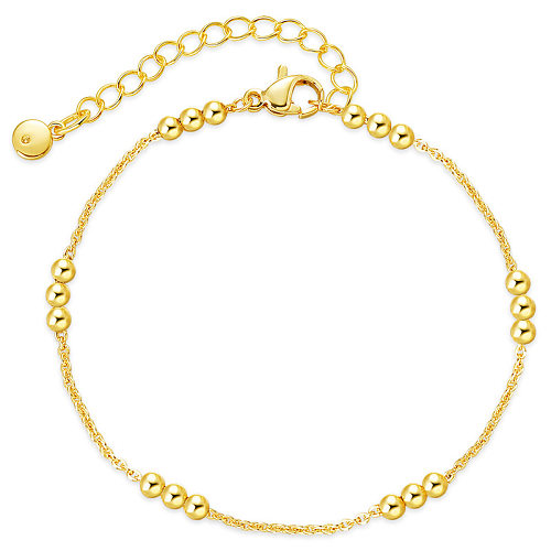 Bracelet fin à perles rondes en cuivre, petits bijoux réglables