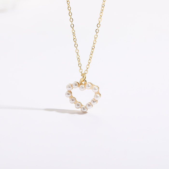 1 Stück Mode Kreuz Teufelsauge Herzform Verkupferung Inlay Künstliche Perlen Zirkon Anhänger Halskette