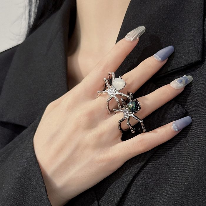 Fashion Spider Copper Inlay Natural Stone Open Ring 1 Piece