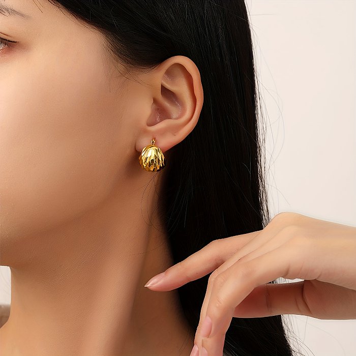 1 Pair Elegant Semicircle Copper Plating 18K Gold Plated Ear Studs