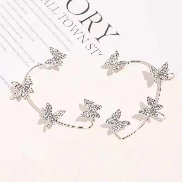 Fashion Sweet Butterfly Copper Plating Inlay Zircon Ear Clips