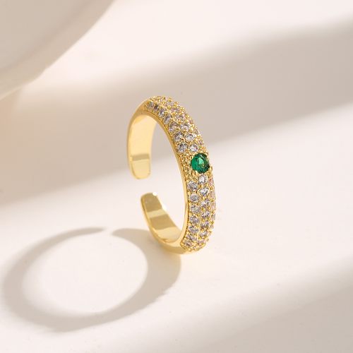 Simple Style Round Copper Round Plating Inlay Zircon 18K Gold Plated Rings