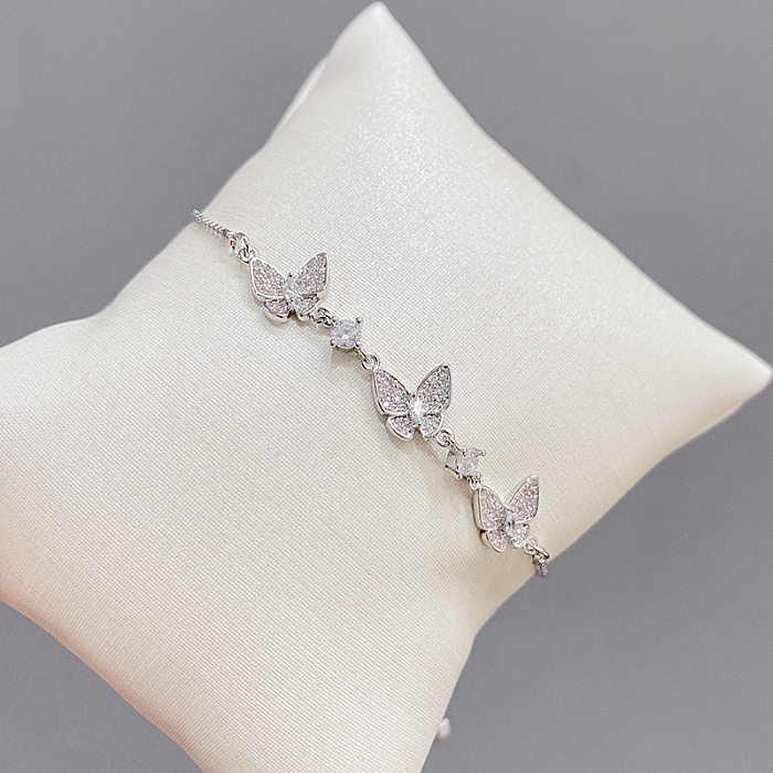 Luxuriöse Schmetterlings-Kupferarmbänder, vergoldete Zirkon-Kupferarmbänder, 1 Stück