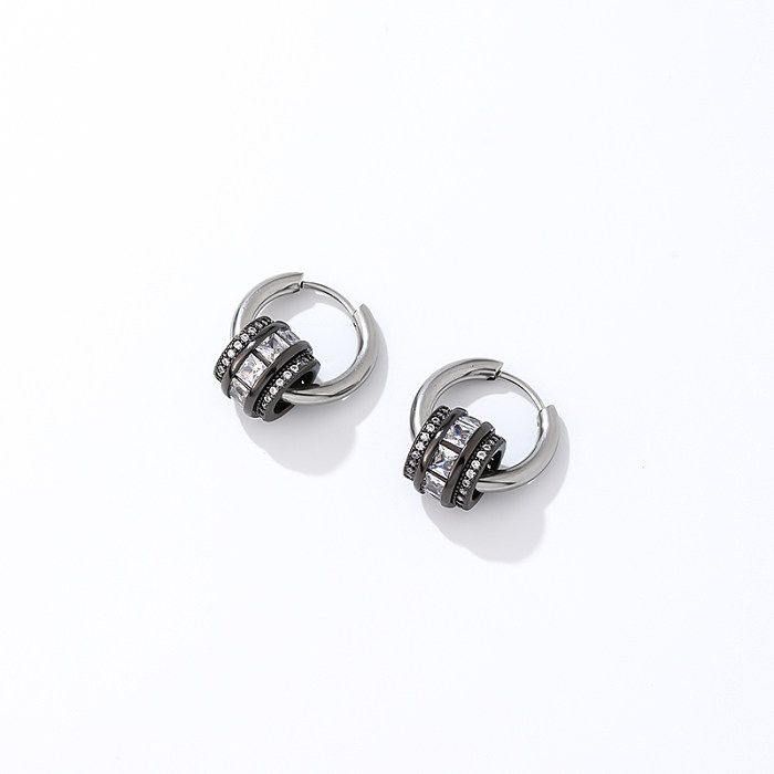 1 Pair Casual Hip-Hop Circle Plating Inlay Titanium Steel Copper Zircon White Gold Plated Gold Plated Earrings