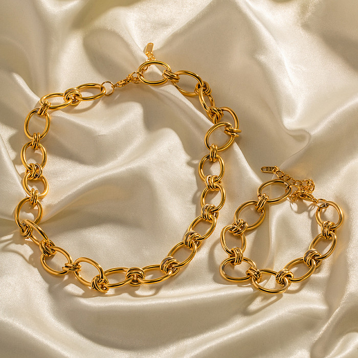 Collier de bracelets plaqué or 18 carats en acier inoxydable géométrique de style INS