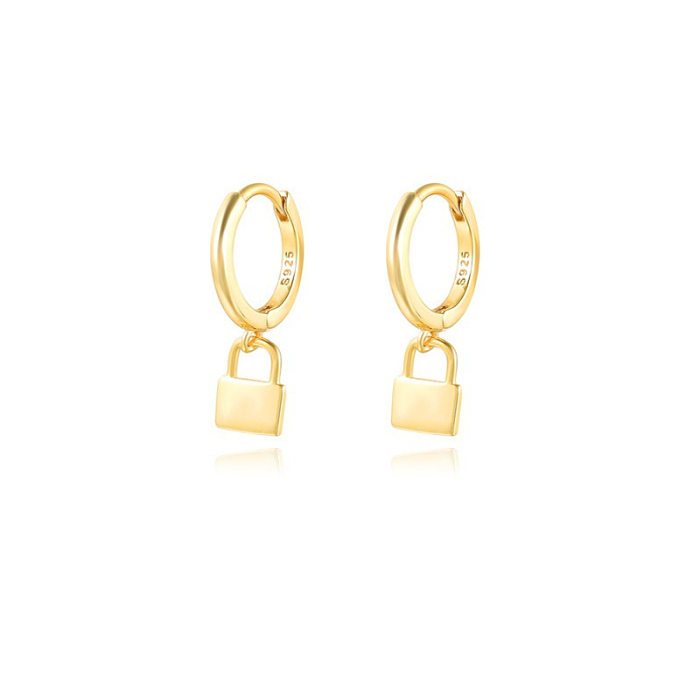 1 Pair Elegant Lock Plating Copper Drop Earrings