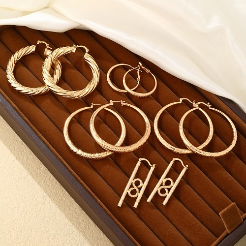 1 Pair Casual Basic Simple Style Round Infinity Plating Copper Gold Plated Earrings
