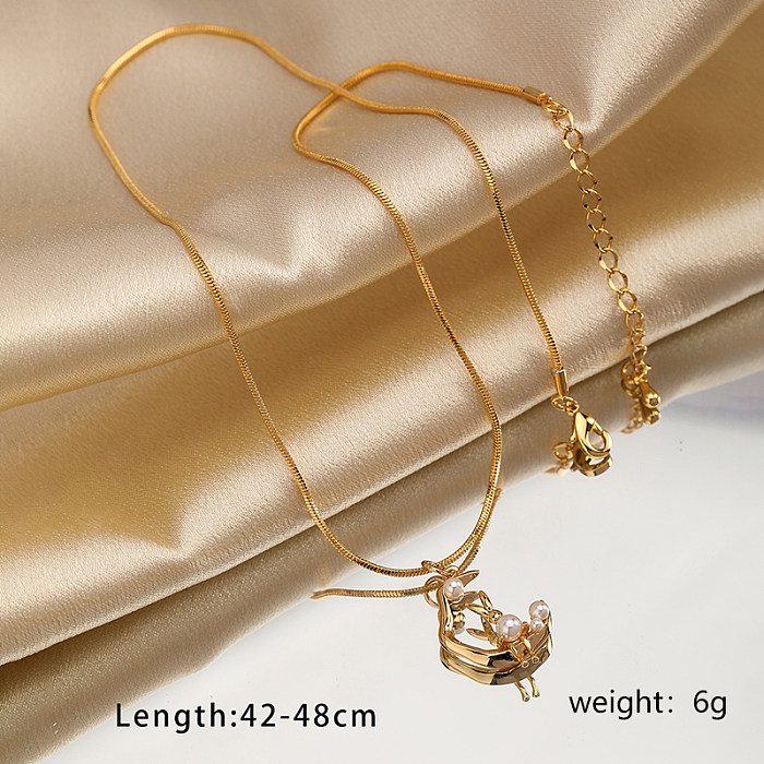 Simple Style Commute Rabbit Copper Freshwater Pearl Necklace In Bulk