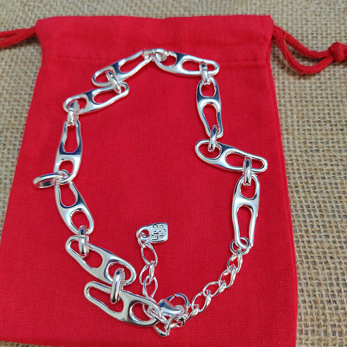Estilo simples estilo clássico carta bloqueio cobre chapeamento prata pulseiras colar