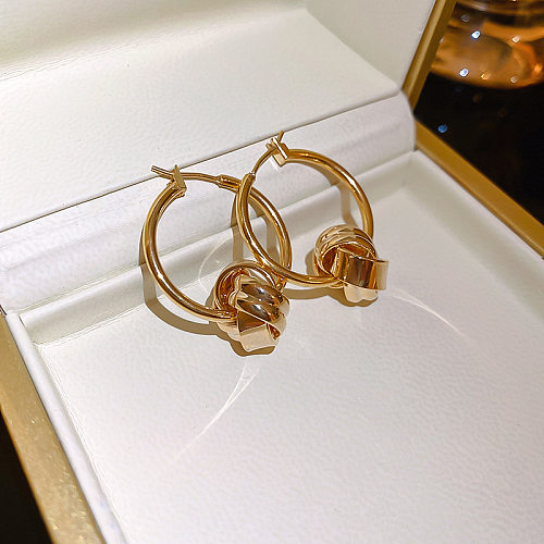 Brincos de orelha banhados a ouro geométricos de estilo simples, 1 par