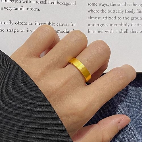 Handmade Solid Color Stainless Steel Polishing Plating 18K Gold Plated Rings