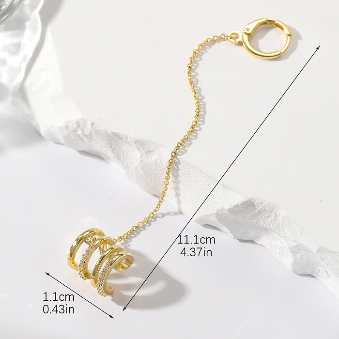1 Piece IG Style Simple Style Solid Color Plating Chain Inlay Copper Zircon 14K Gold Plated Ear Cuffs Earrings