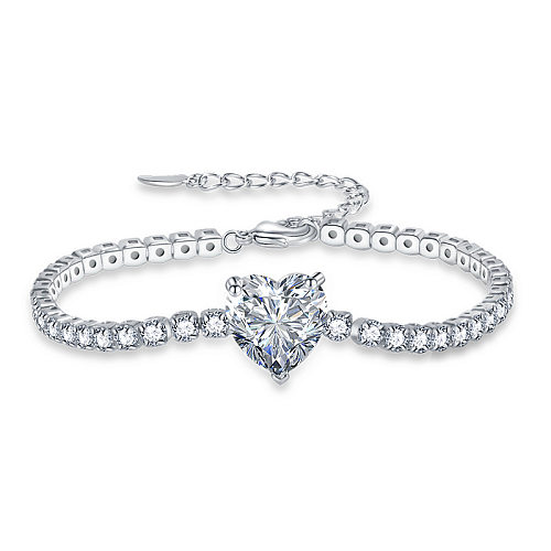 Luxurious Heart Shape Copper Inlay Zircon Bracelets