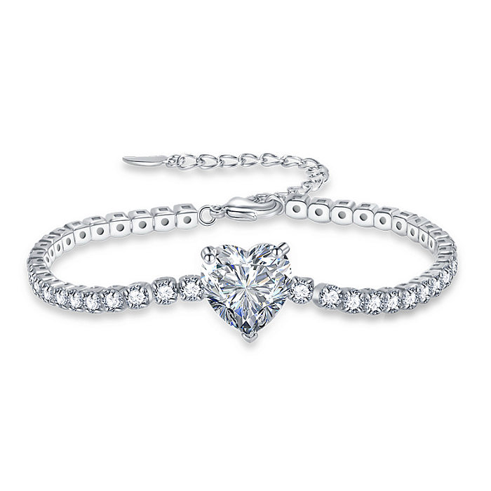 Bracelets luxueux en zircon et incrustation de cuivre en forme de cœur