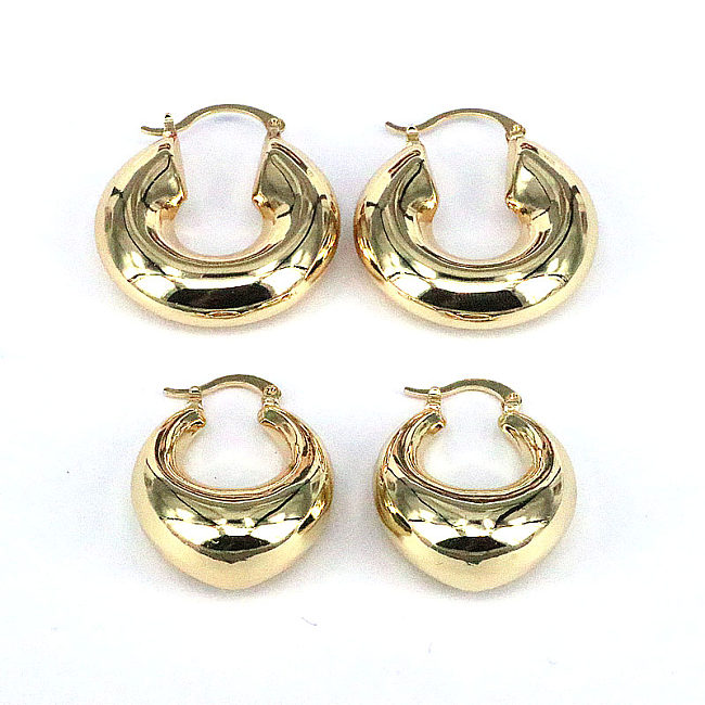 1 Pair Retro Solid Color Copper Plating Earrings