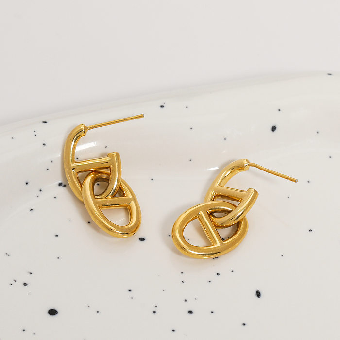 1 Pair Fashion Oval Copper Plating Drop Earrings