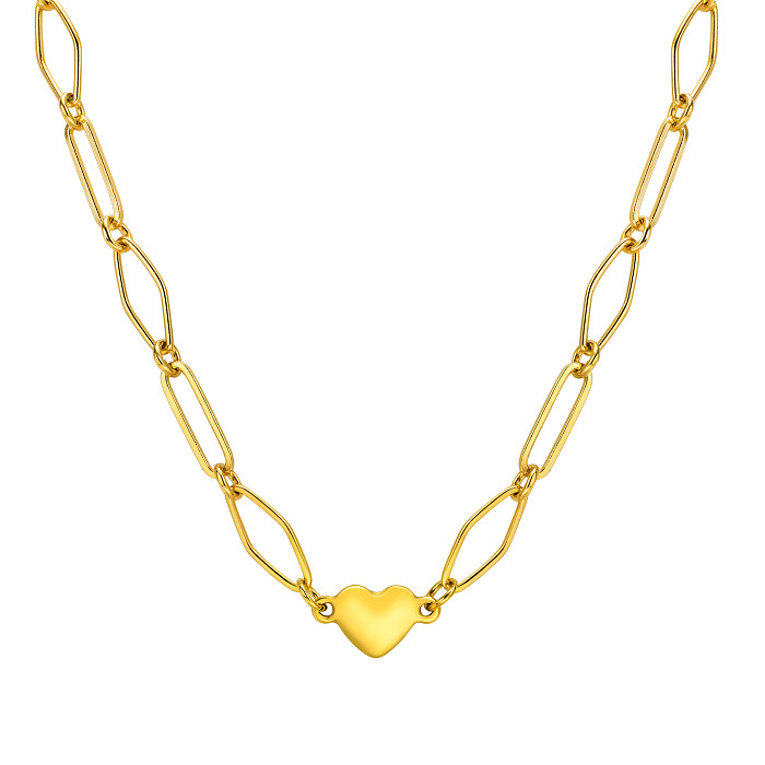 Vintage Style Simple Style Heart Shape Stainless Steel Plating Gold Plated Bracelets Necklace