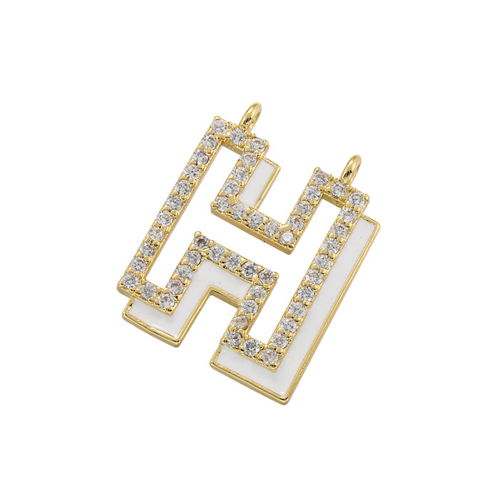 Collar con colgante chapado en oro de 18 quilates con incrustaciones de esmalte de cobre y letras de estilo simple y elegante informal