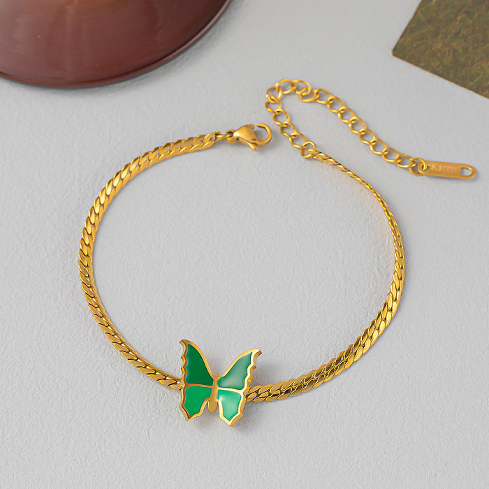 Collier de bracelets de placage en acier titane papillon de style IG