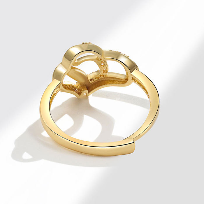 Anéis simples do zircão do embutimento do chapeamento de cobre da forma do coração do estilo