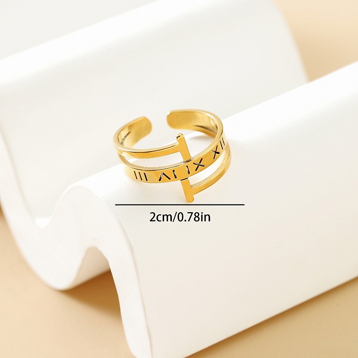 Anéis abertos de aço inoxidável com letras de estilo simples casual